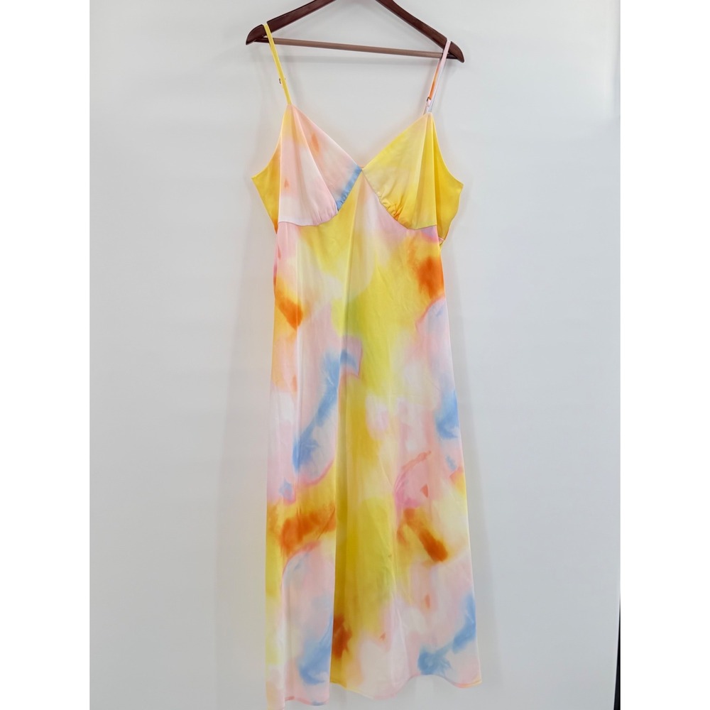 Diane von Furstenberg Target Watercolor Slip Dress XXL NWT Satin Pastel Maxi